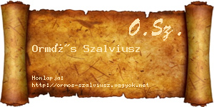 Ormós Szalviusz névjegykártya